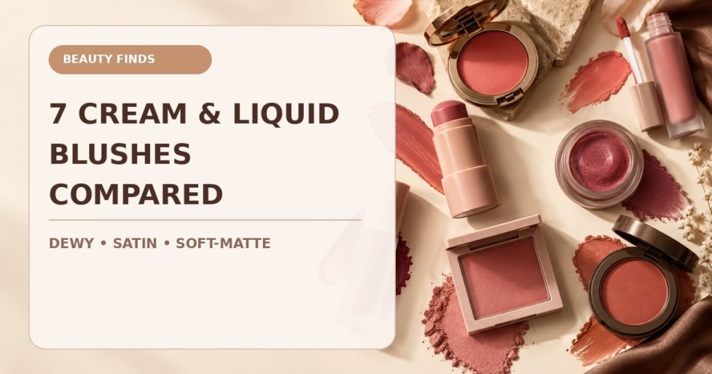 Facebook thumbnail comparing seven cream and liquid blush formulas