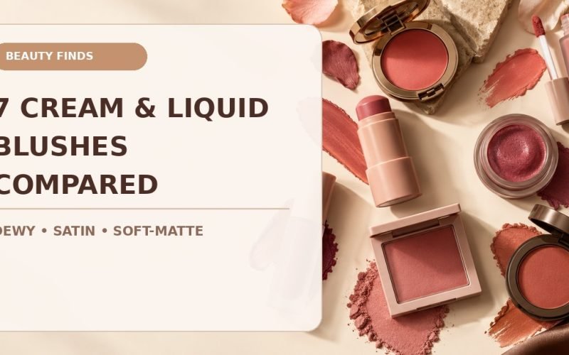 Facebook thumbnail comparing seven cream and liquid blush formulas
