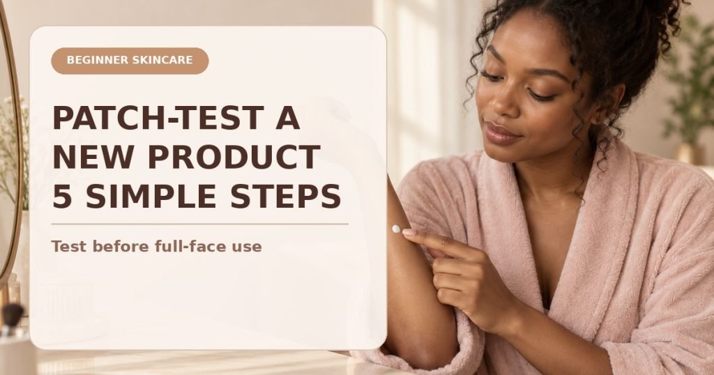 Facebook thumbnail for a beginner guide to patch-testing a new skincare product